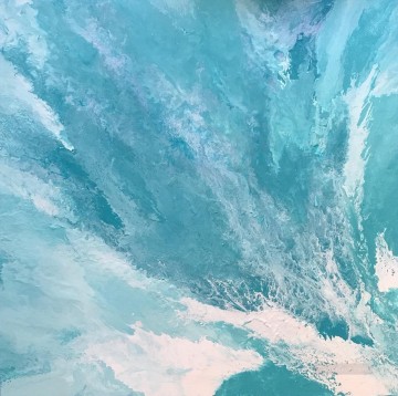Landscapes Painting - turquoise revenge turquoise white abstract seascape